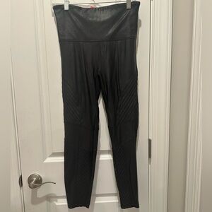 Spank High-Waist Black Faux-Leather Moto Leggings